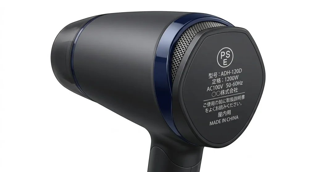 ドライヤーのPSE認証の表示