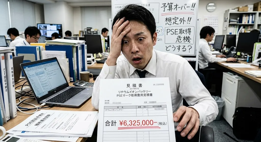 リチウムイオンバッテリーのPSEマーク取得の見積もりをとったら、600万円越えだった時の担当者